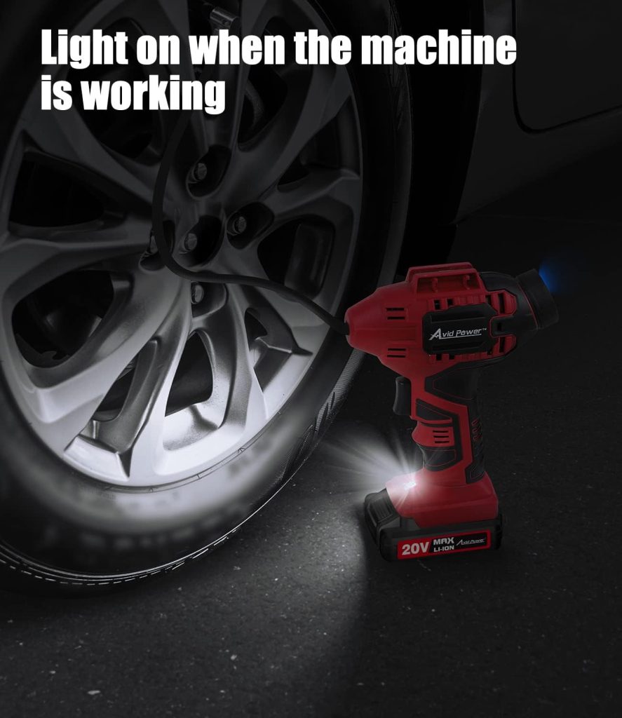 avid power tire inflator lights